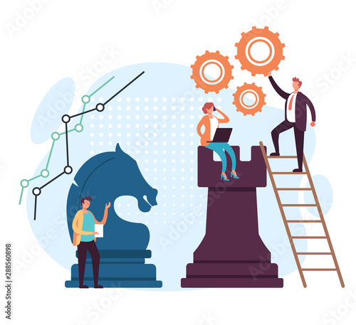 Strategic planning chess concept. Vector flat graphic design cartoon illustration