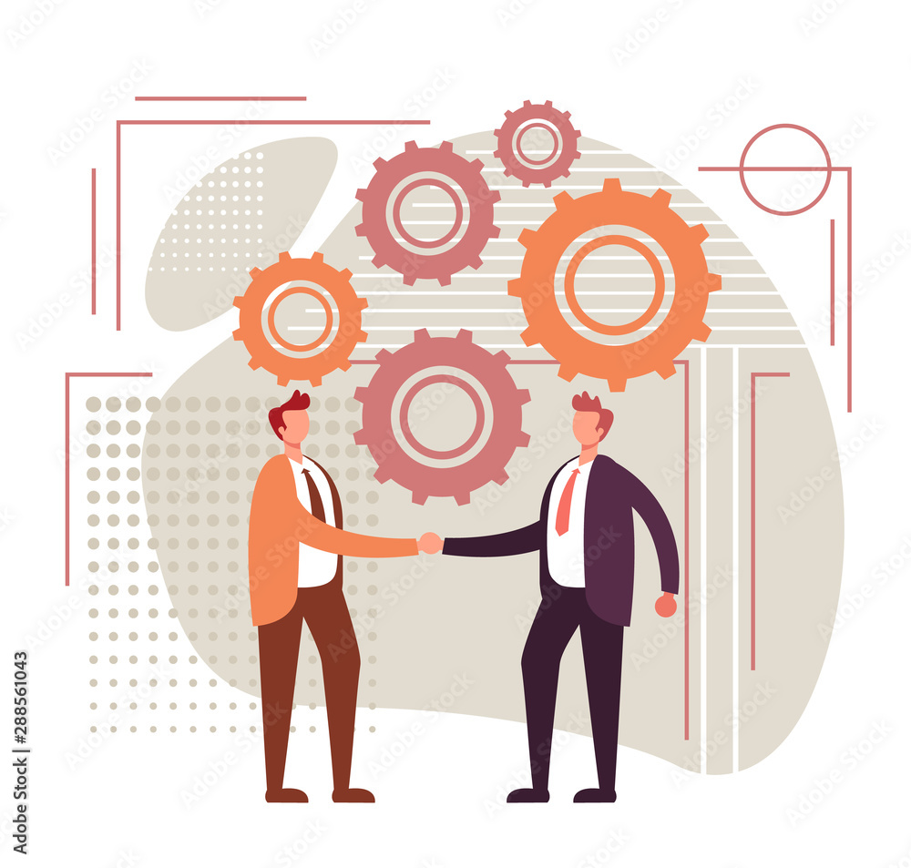 Business process handshake concept. Vector flat graphic design cartoon illustration Business process handshake concept. Vector flat graphic design cartoon illustration