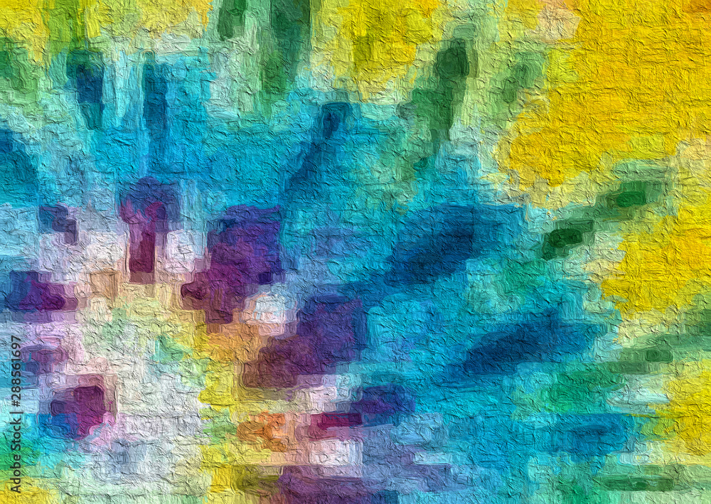 Tie dye style pattern with rough texture, Oil paint. Modern impressionism artwork, colorful abstract color splash trickle grunge background, concrete wall graffiti. background for art projects, banner