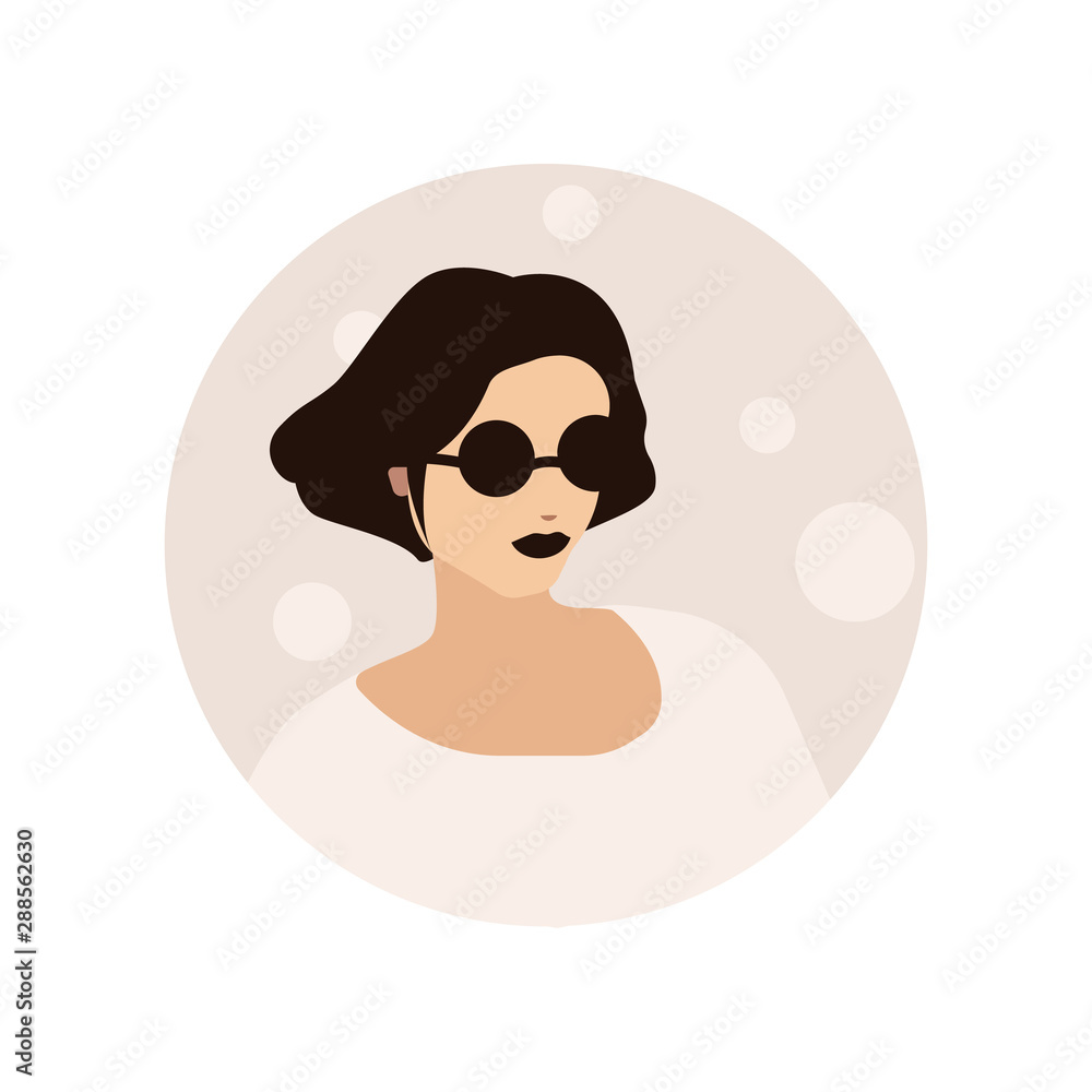 Portrait of a woman. The head of a girl. Avatar. Minimalist. Flat Portrait of a woman. The head of a girl. Avatar. Minimalist. Flat