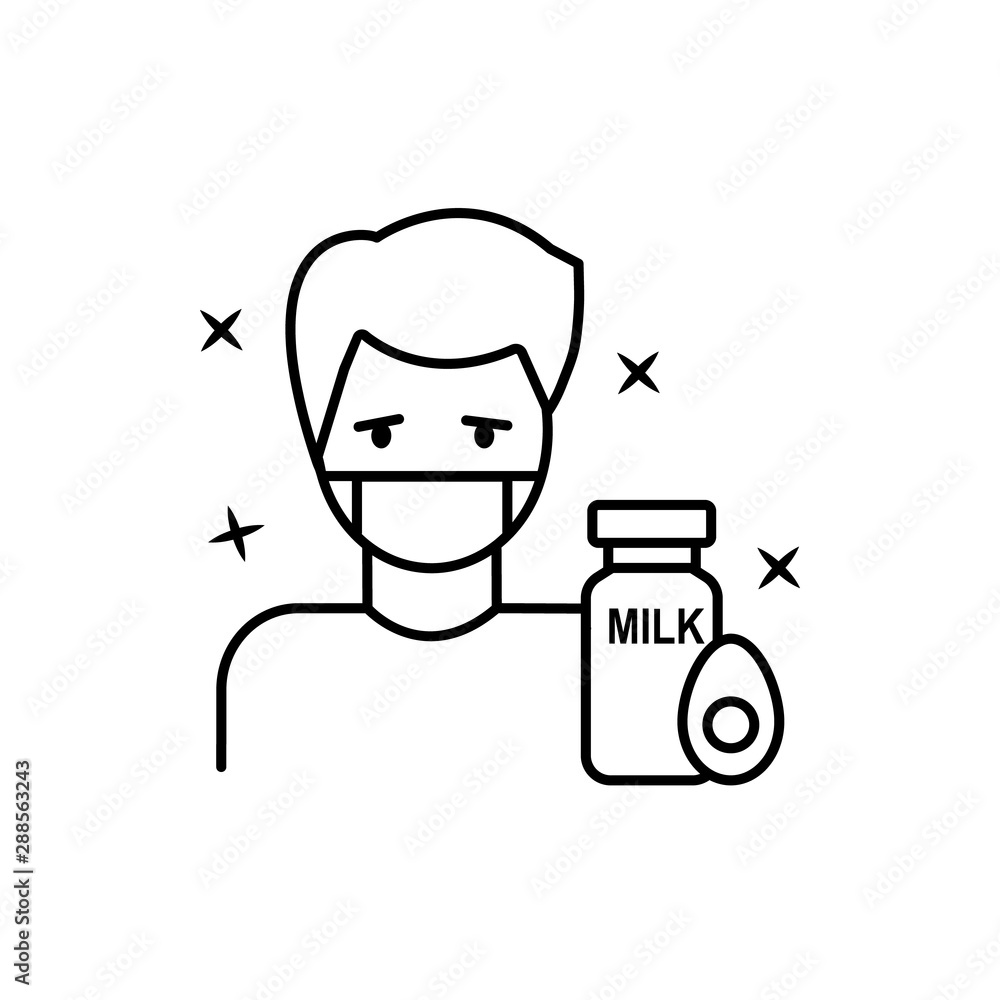 Man, egg, allergy, milk icon. Element of allergy icon Man, egg, allergy, milk icon. Element of allergy icon