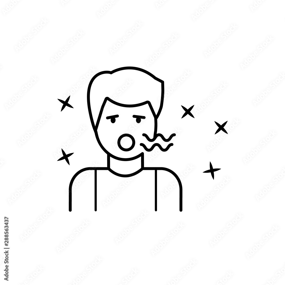 Bad breath, head, man icon. Element of allergy icon Bad breath, head, man icon. Element of allergy icon