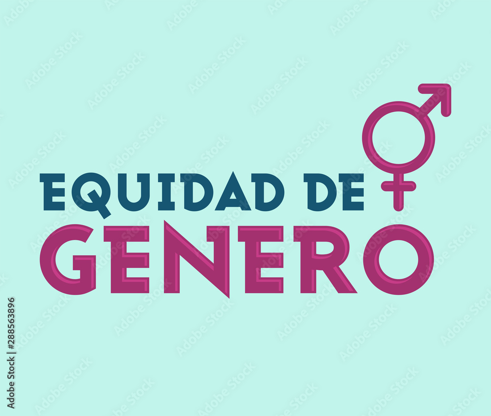 Equidad de Genero, Gender Equality Spanish text, vector emblem design ...