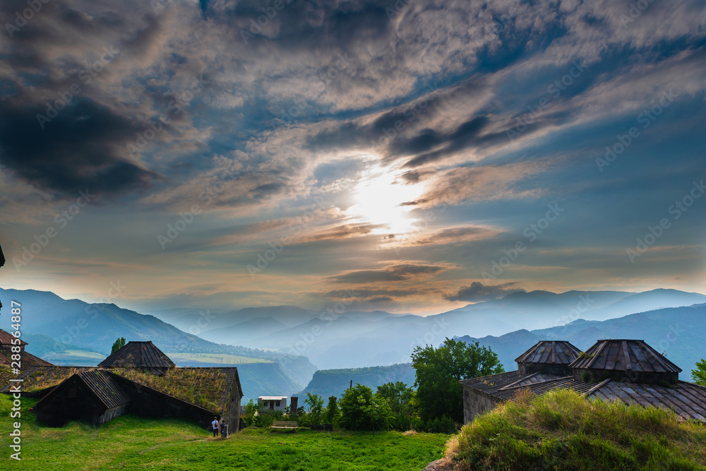 Medieval Armenian monastic complex Haghpat monastery with fabulous sunset sky, Armenia Medieval Armenian monastic complex Haghpat monastery with fabulous sunset sky, Armenia
