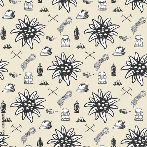 Mountain hiking outdoor pattern, seamless, tile, background