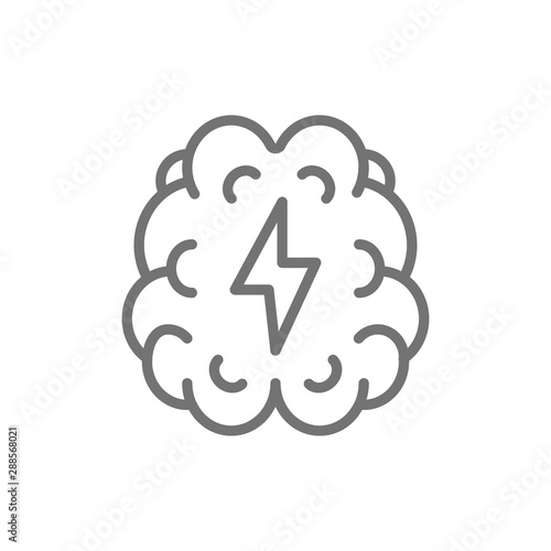 Vector stroke, pain in brain line icon.