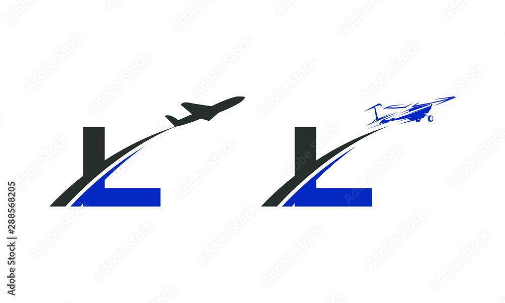 L Letter with Aviation Logo Design L Letter with Aviation Logo Design