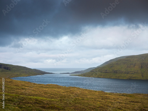dark clouds above lake on Faroe islands Big size