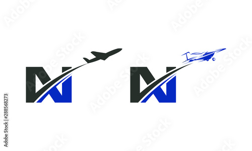 N Letter with Aviation Logo Design