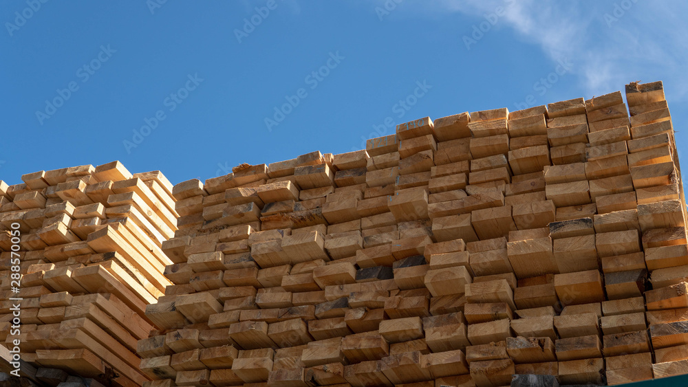 Wooden boards, lumber, industrial wood, timber. Pine wood timber stack of natural rough wooden boards on building site. Industrial timber building materials Wooden boards, lumber, industrial wood, timber. Pine wood timber stack of natural rough wooden boards on building site. Industrial timber building materials