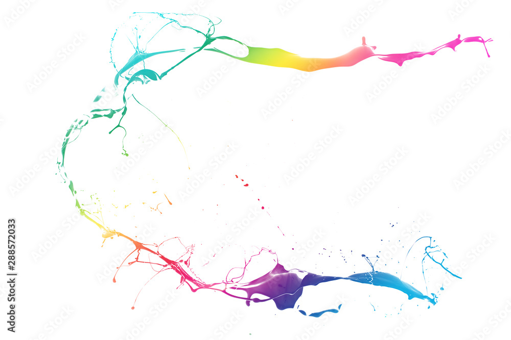Naklejka premium Colored paint splashes isolated on white background.