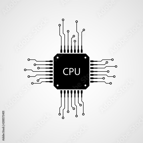 Electronic microchip, cpu icon photo