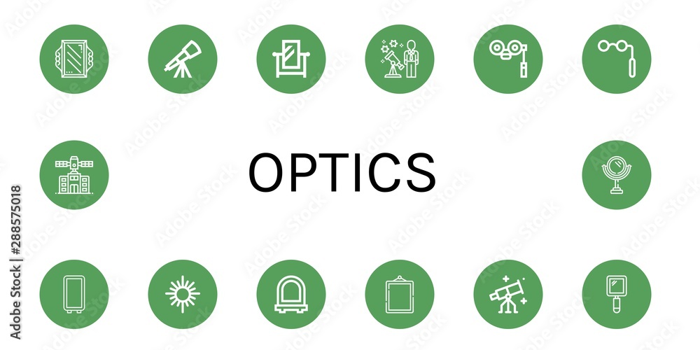 Set of optics icons such as Mirror, Telescope, Stargazing, Binoculars, Hand mirror, Planetarium , optics Set of optics icons such as Mirror, Telescope, Stargazing, Binoculars, Hand mirror, Planetarium , optics