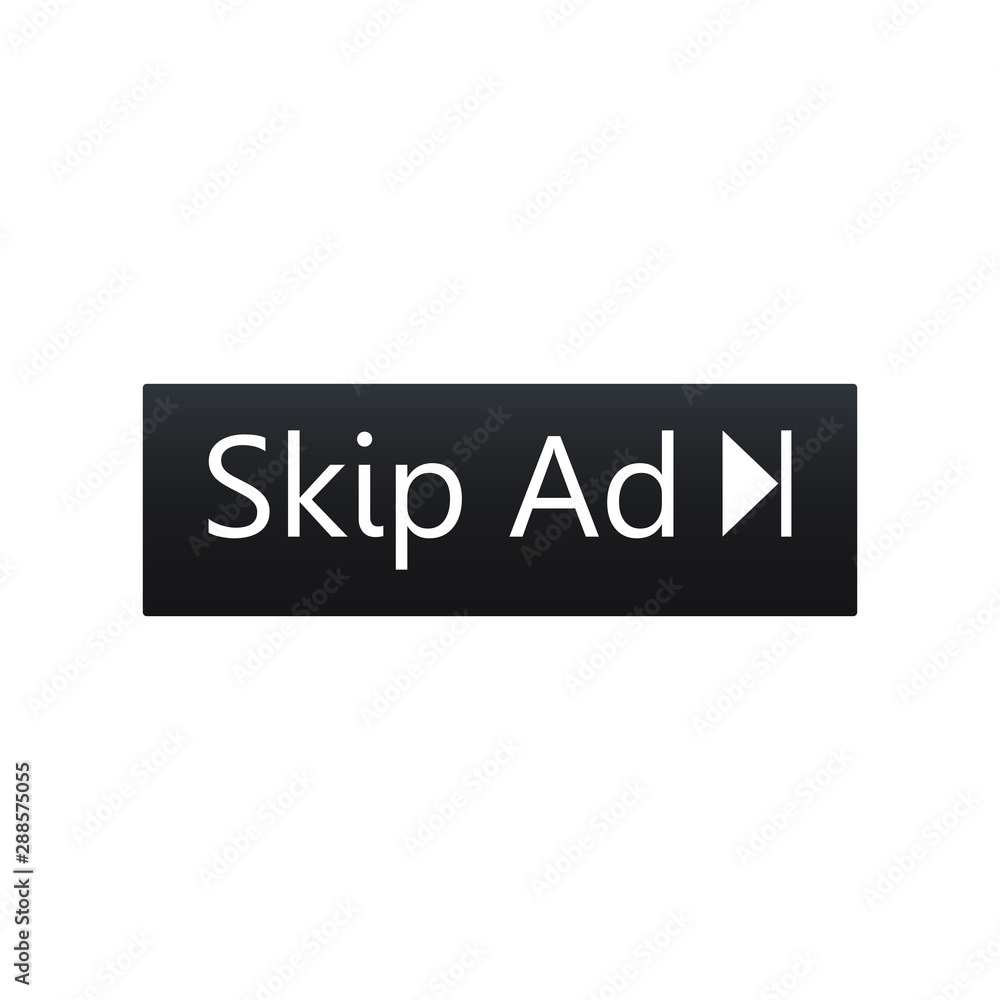 Skip Ad button icon. vector illustration Skip Ad button icon. vector illustration