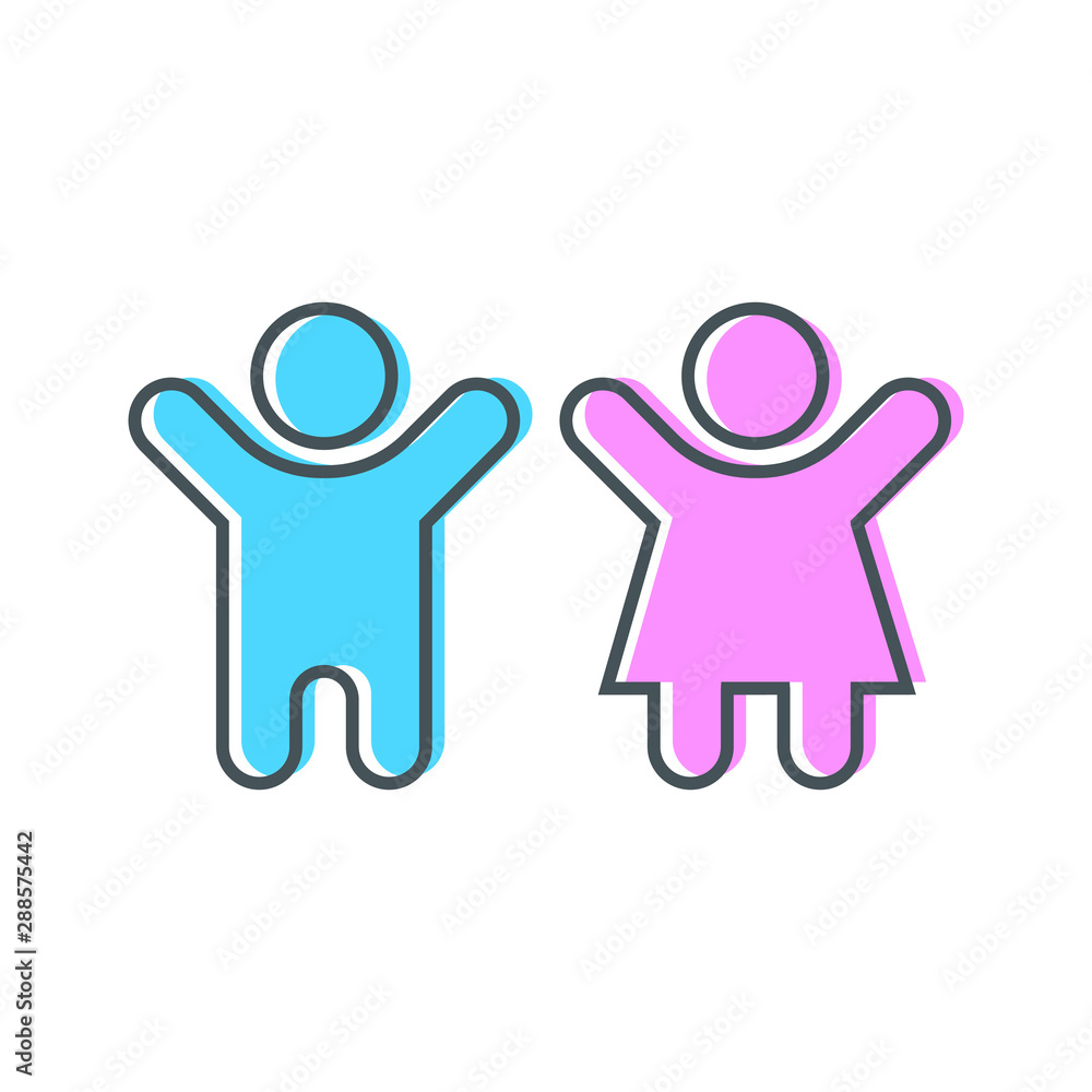 Icon children boy and girl. Vector illustration Icon children boy and girl. Vector illustration