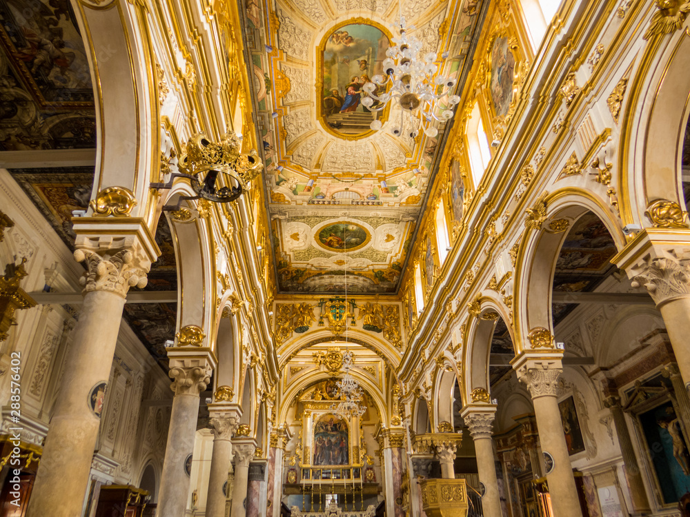 MATERA, ITALY - JULY 17, 2019: View of the interior of the Cathedral of Matera.