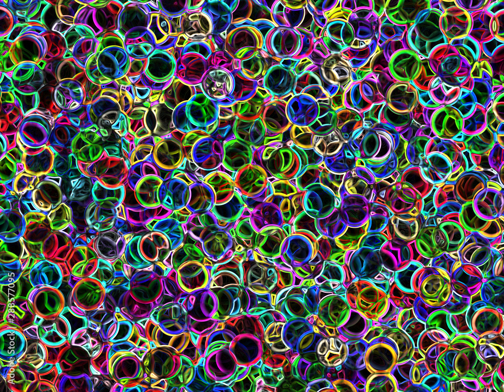 Stylized multicolored circles with neon effect, abstract background Stylized multicolored circles with neon effect, abstract background