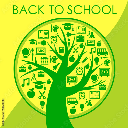 Back To School abstract background with education stylized tree