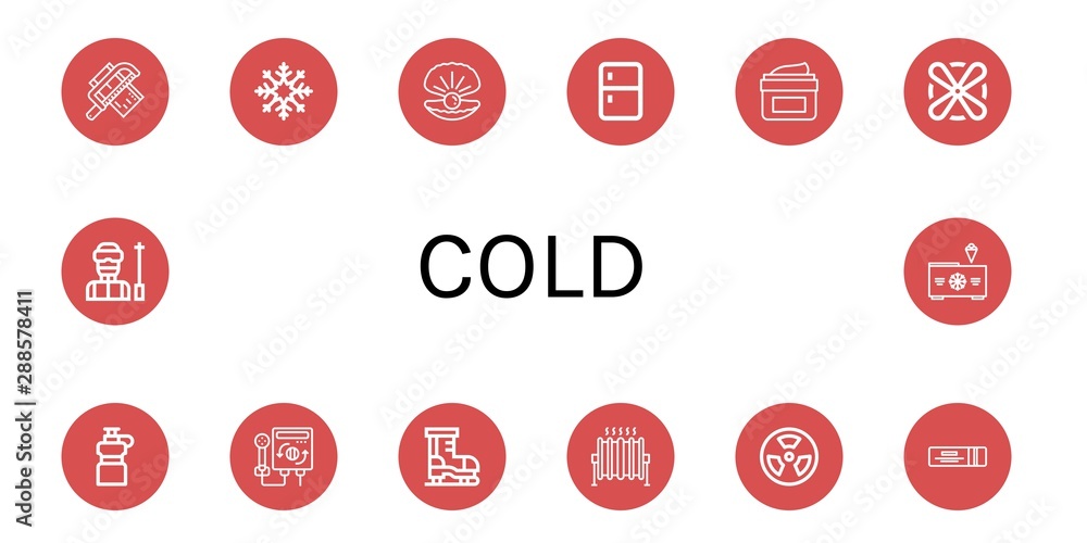Set of cold icons such as Saw, Snowflake, Oyster, Fridge, Moisturizing, Fan, Water bottle, Heater, Ice skate, Heat, Radiation, Chewing gum, Ski, Freezer , cold Set of cold icons such as Saw, Snowflake, Oyster, Fridge, Moisturizing, Fan, Water bottle, Heater, Ice skate, Heat, Radiation, Chewing gum, Ski, Freezer , cold