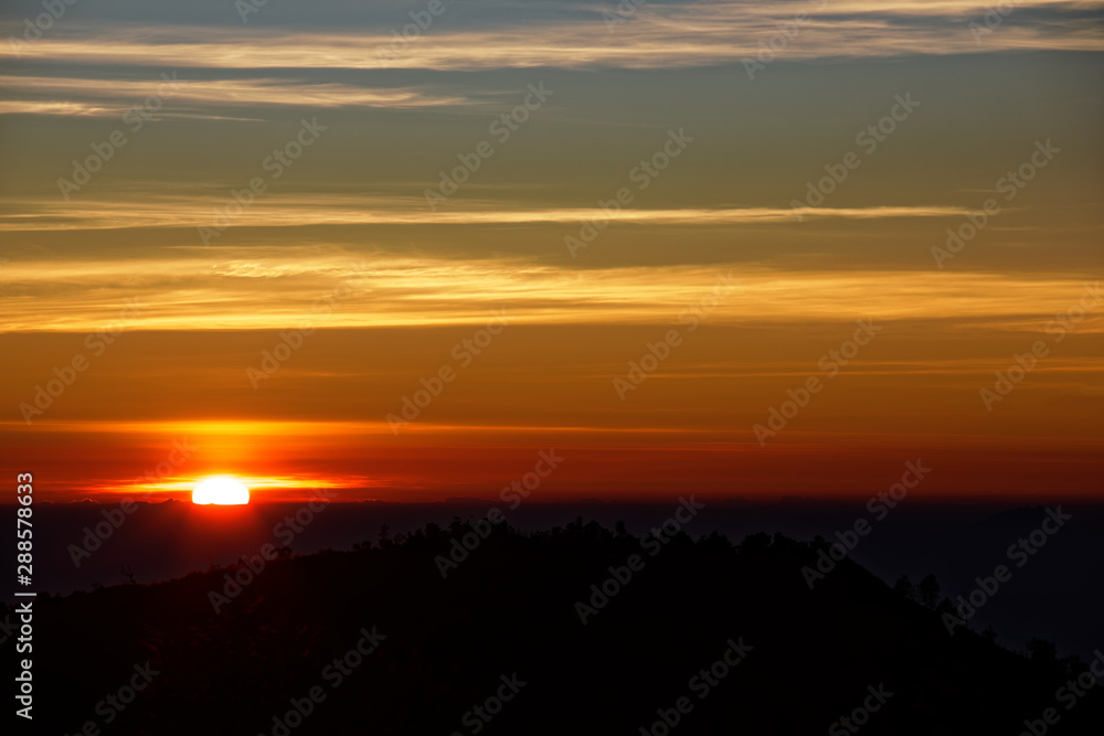 Beautiful sunrise in Bromo Tengger Semeru National Park in Indonesia, Java