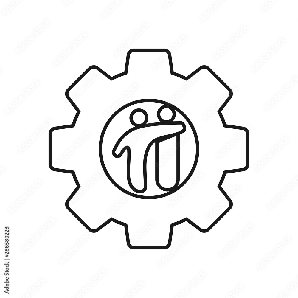 gear friend Commitment Teamwork Together Outline Logo gear friend Commitment Teamwork Together Outline Logo