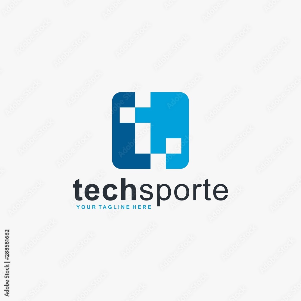 Letter T logo design vector. Monogram T in rectangle illustration symbol. Blue T type vector icon. Letter T logo design vector. Monogram T in rectangle illustration symbol. Blue T type vector icon.