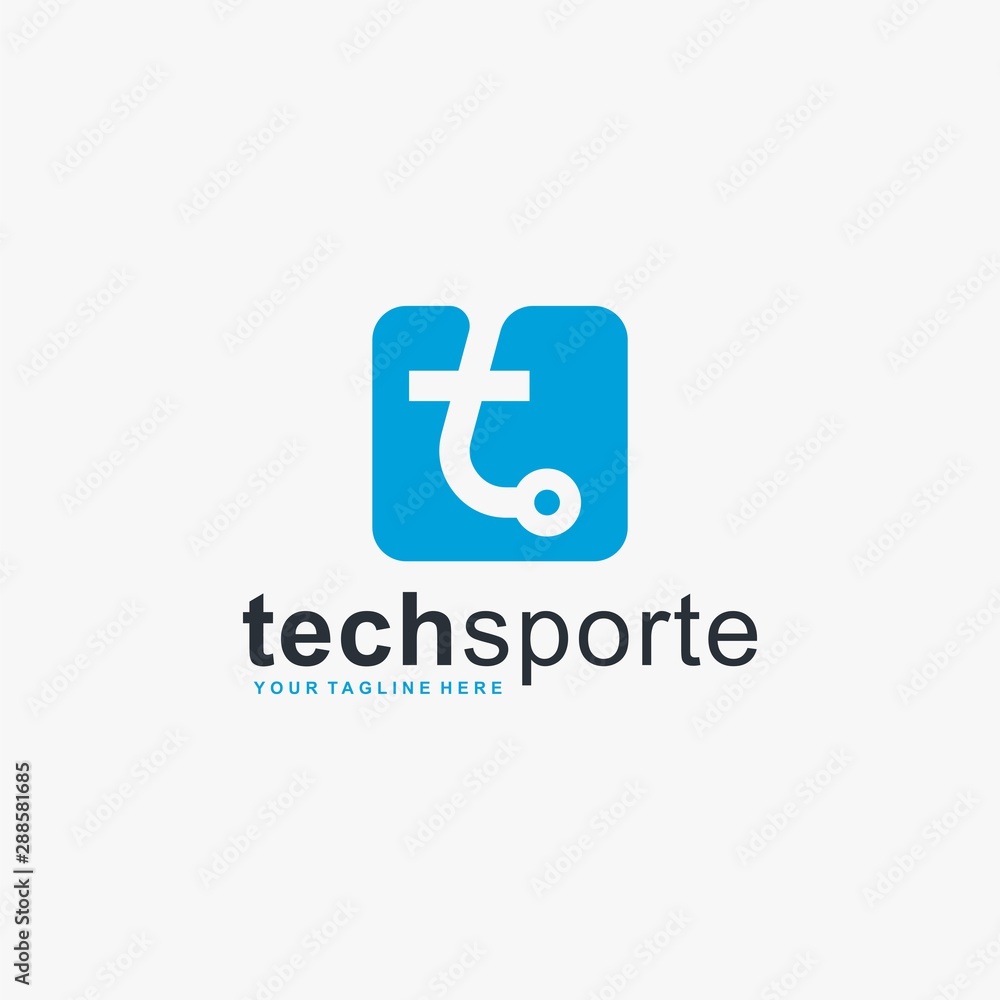 Letter T logo design vector. Monogram T in rectangle illustration symbol. Blue T type vector icon. Letter T logo design vector. Monogram T in rectangle illustration symbol. Blue T type vector icon.