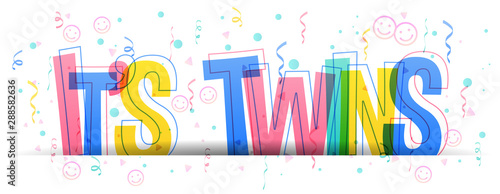 It's Twins colorful text letters on a white background. Vector illustration.