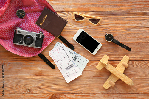 Composition with backpack, ...