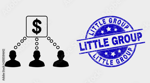 Vector financial clients links icon and Little Group seal stamp. Red rounded grunge seal stamp with Little Group text. Vector composition in flat style.
