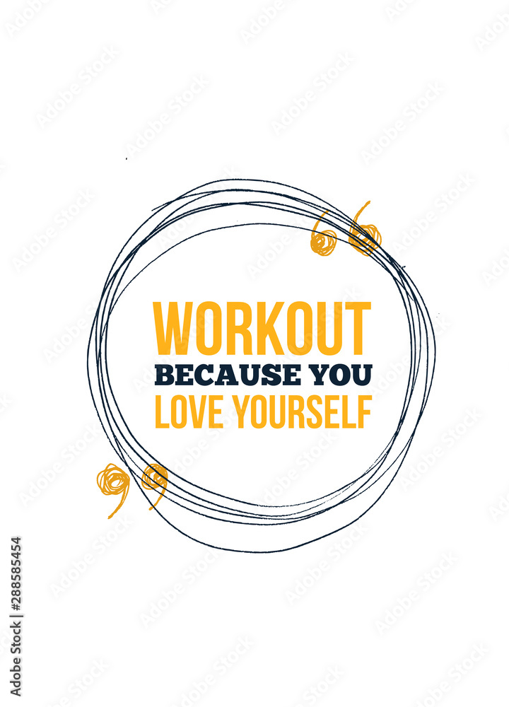 Workout poster design. Gym typography, banner wallpaper positive sport  quotation Stock Vector | Adobe Stock