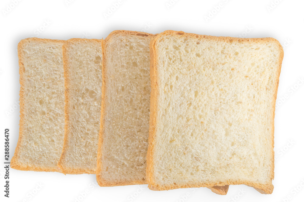 top view of bread slices isolated on white background top view of bread slices isolated on white background