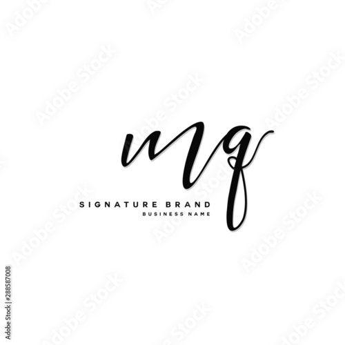 M Q MQ Initial letter handwriting and signature logo concept design.