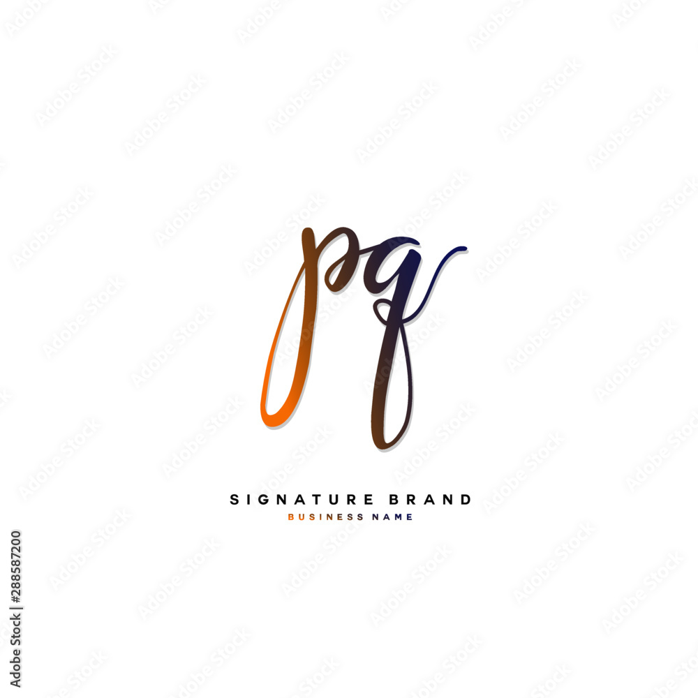 P Q PQ Initial letter handwriting and  signature logo concept design.