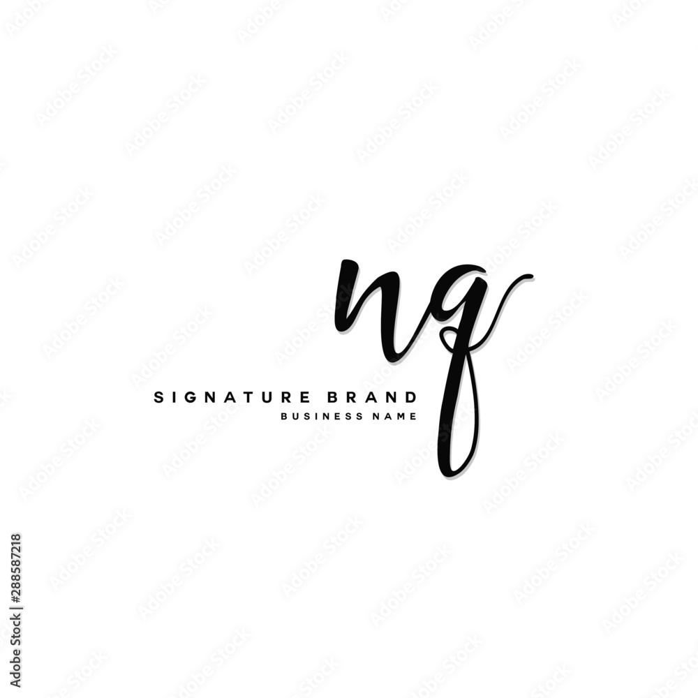 N Q NQ Initial letter handwriting and signature logo concept design. N Q NQ Initial letter handwriting and signature logo concept design.