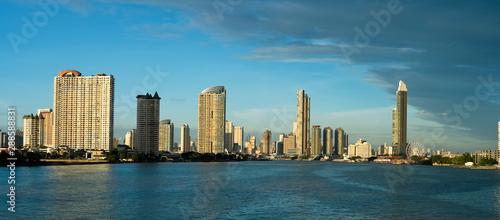 panorama,The sky is the miracle of Bangkok at the Chao Phraya River.