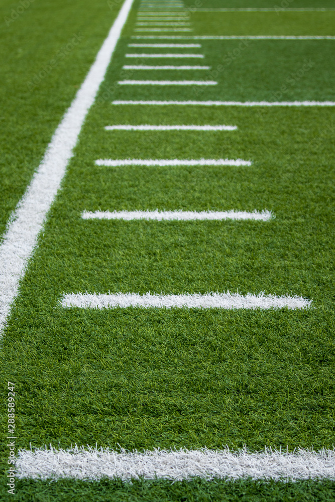 Yardage markers on a American football field