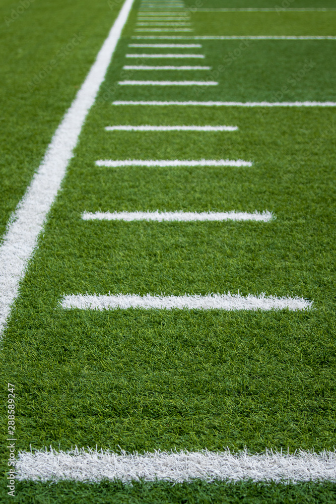 Yardage markers on a American football field Yardage markers on a American football field