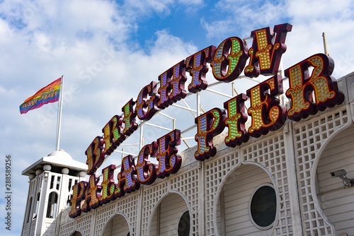 Brighton, UK - Aug 2, 2019: Brighton Palace Pier on a summers day photo