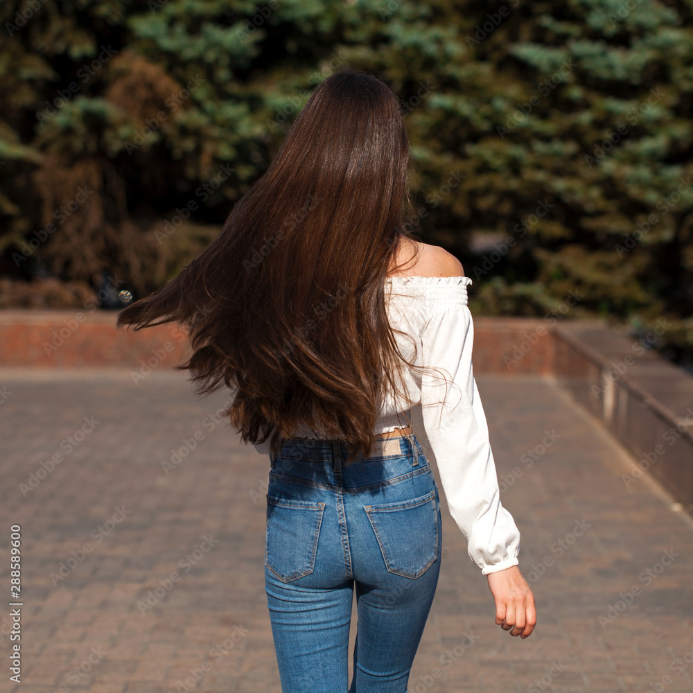 Back view female brunette hair Back view female brunette hair