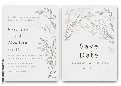 Wedding Invitations save the date card design with elegant garden anemone.