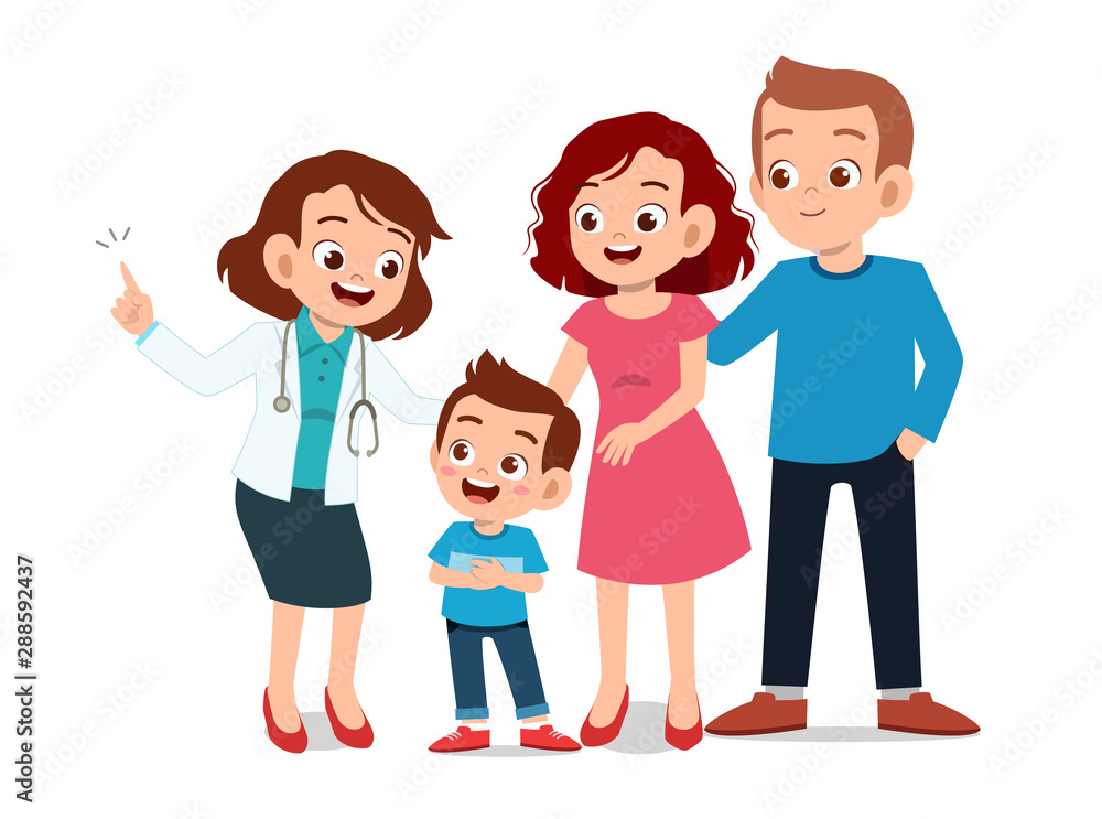 kids with parent doctor examination