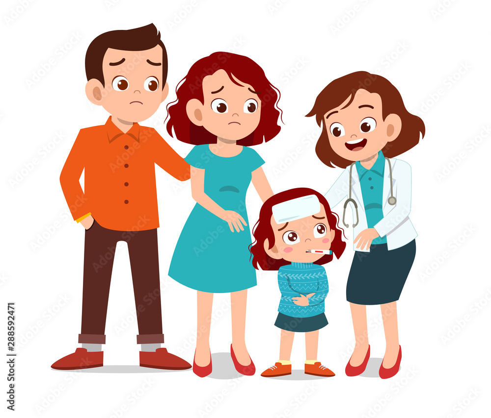 kids with parent doctor examination