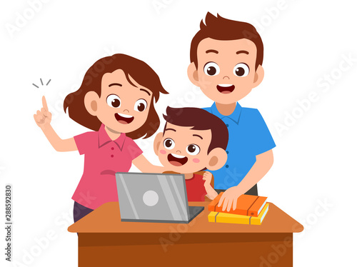 parent help teach kid illustration