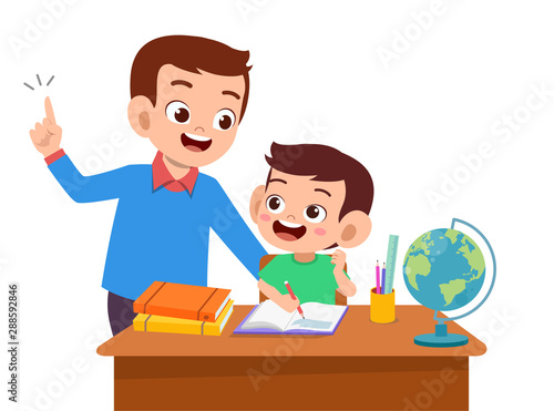 parent help teach kid illustration