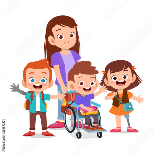 happy mother with disabled kid