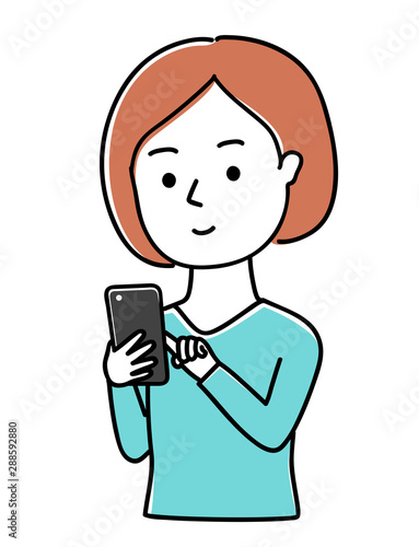 スマートフォンを使う女性