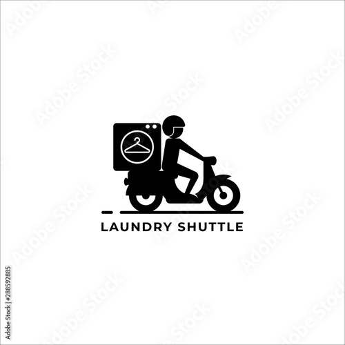 laundry delivery service by motorcycle logo vector icon ilustration
