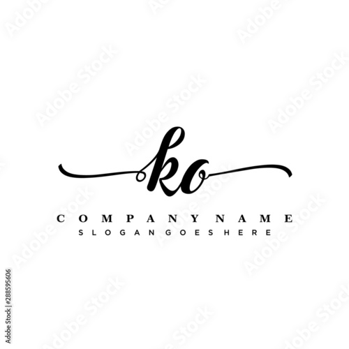 letter KO handwritting logo, handwritten font for business