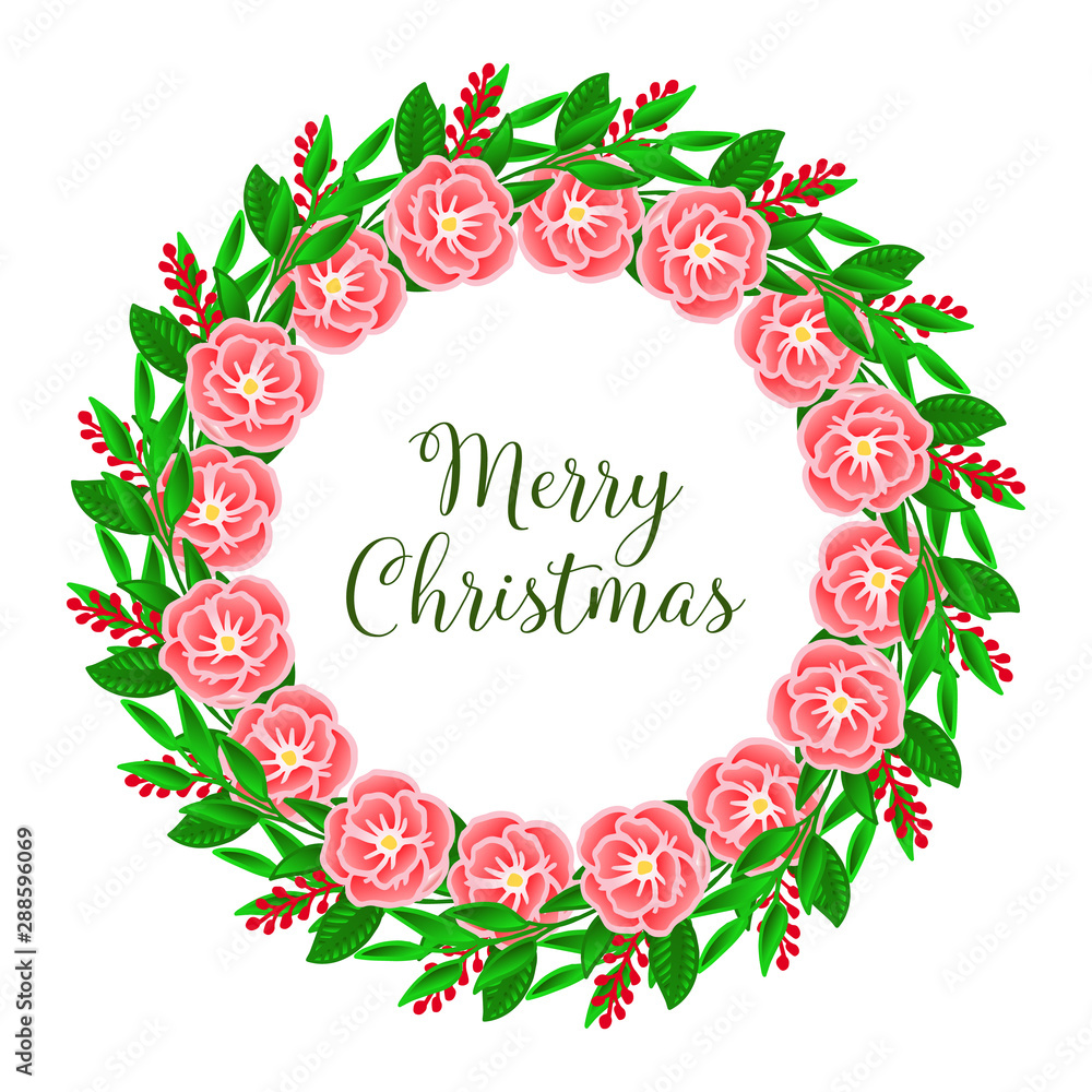 Isolated element for banner merry christmas, with pattern wallpaper of rose floral frame. Vector Isolated element for banner merry christmas, with pattern wallpaper of rose floral frame. Vector